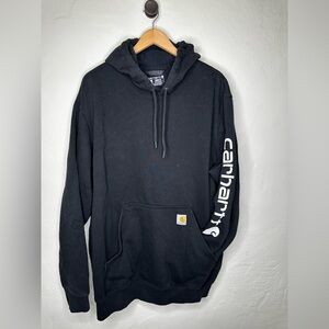 Carhartt Men's Black Loosefit Hoodie with Logo Sleeve